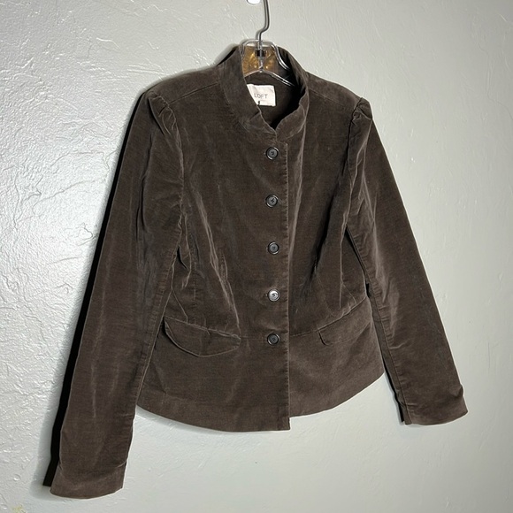 LOFT Brown Button Down Velour Blazer - Picture 2 of 7